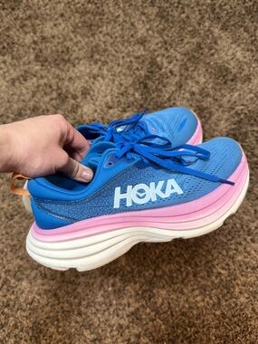 HOKA One One Bondi 8 Coastal Sky All Aboard HOKA Bondi 8 Blue Running Sneakers